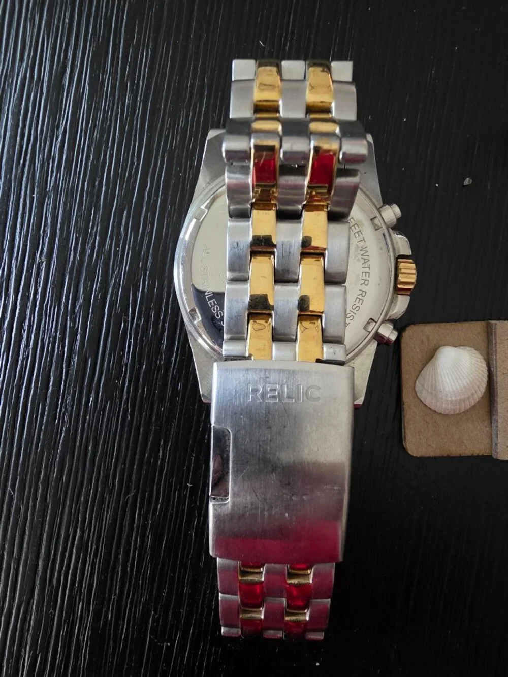 Item #W117 Relic Chronograph 3 dial Gold/Silver 9.5 in Watch.